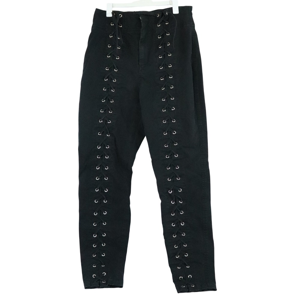 ALC Kingsley High Waist Lace Up Skinny Black Pants Goth Rock Womens Sz 6